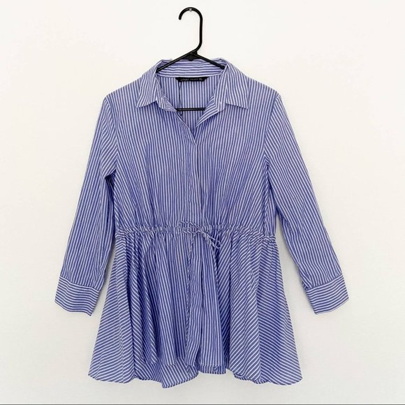 SOLD ZARA WOMAN Pinstripe Button Down Top Size M - Picture 4 of 11